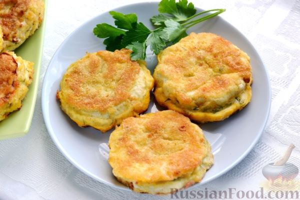 Патиссоны, жаренные с сыром и зеленью